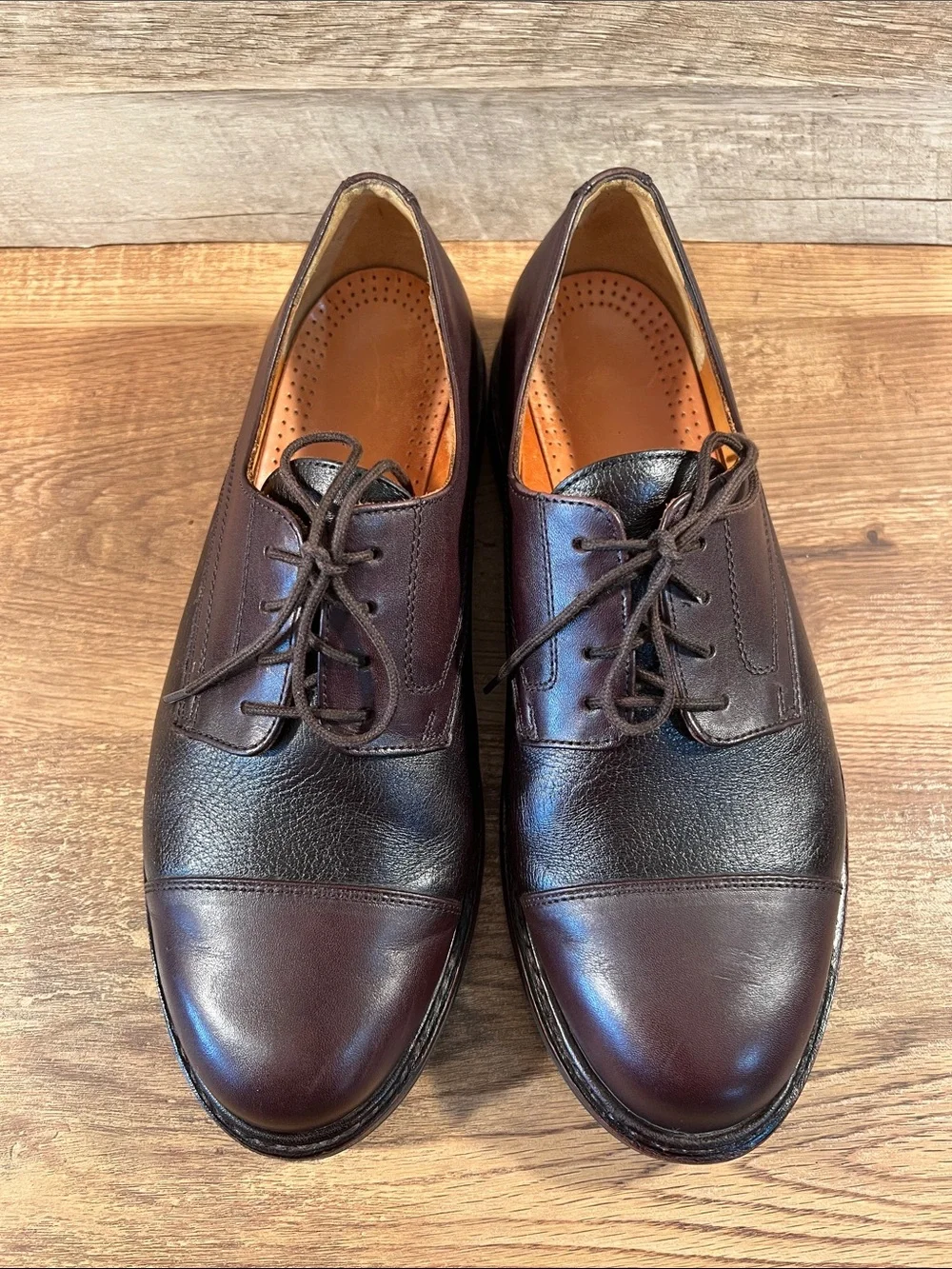 Mephisto Marlon Melchior Men 10 Brown Leather Cap Toe Derby Dress Shoes Rubber